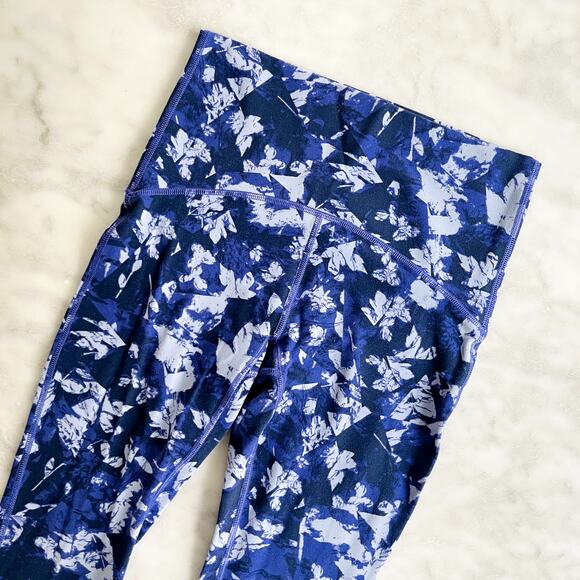 Ivivva Girl Lululemon High Rise Crop Rulu Leggings 7 Purple Pink Abstract Multi - Picture 2 of 5